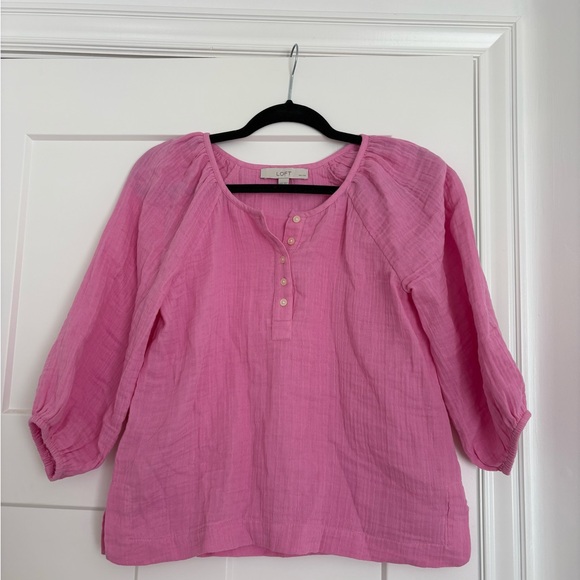 LOFT Floral and Pink Blouse with Poncho Sweater Bundle - Picture 4 of 7